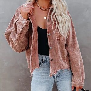 VICI PADDINGTON DISTRESSED COTTON CORDUROY JACKET - CAMEL